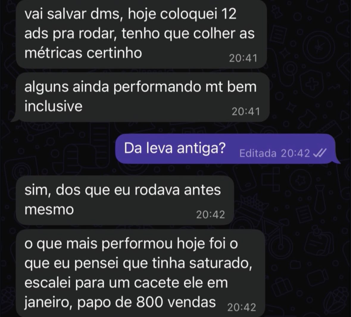 Conversa de aluno escalando criativo antigo que parecia saturado